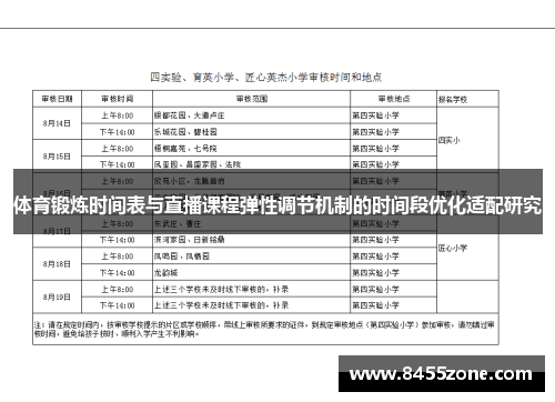 体育锻炼时间表与直播课程弹性调节机制的时间段优化适配研究